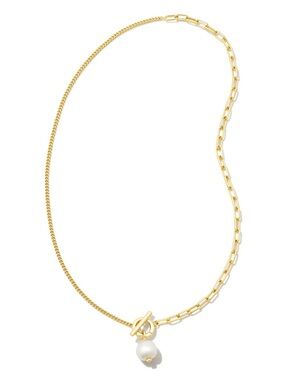 Kendra Scott Leighton Convertible Gold Pearl Chain Necklace